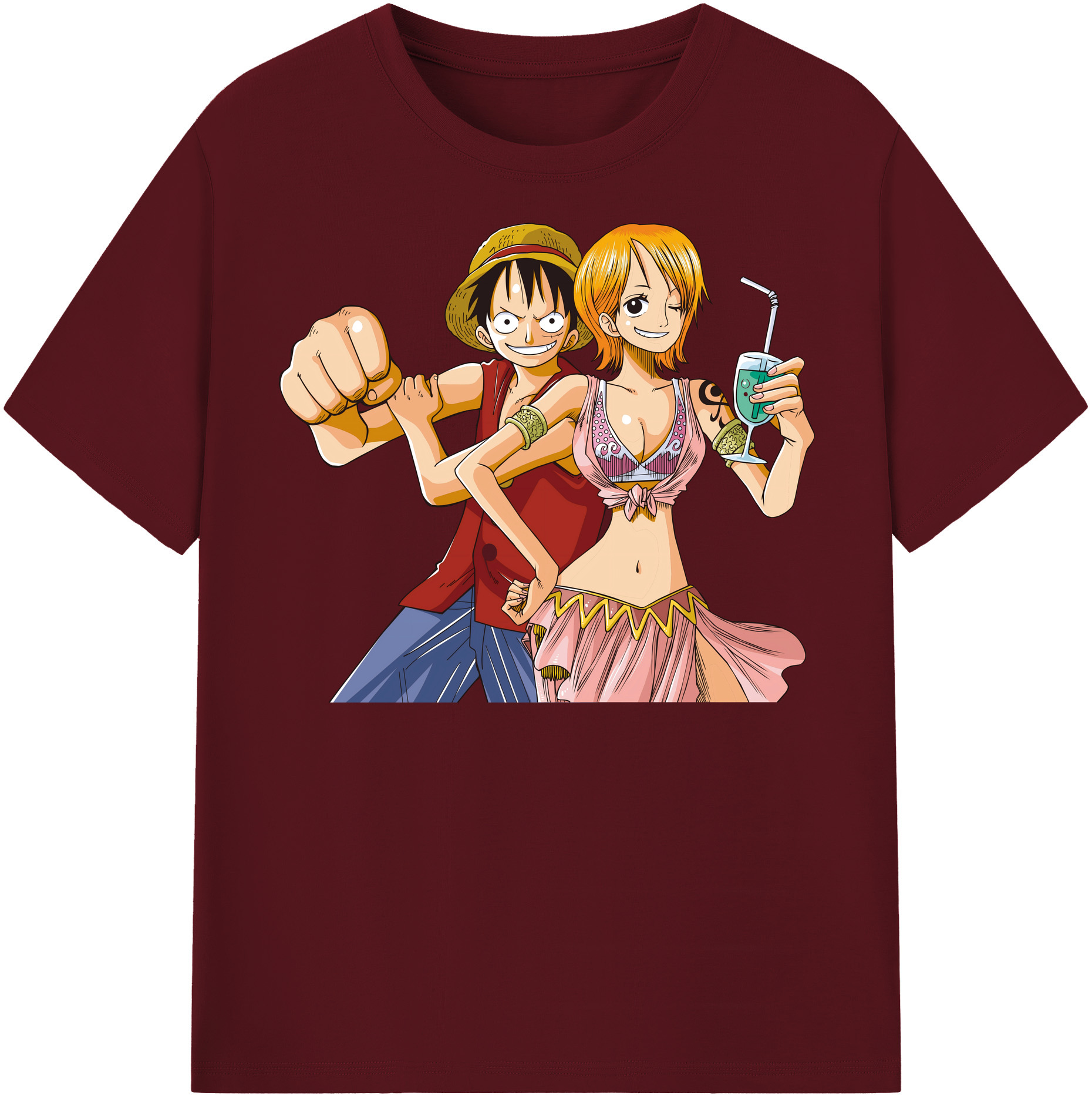 ワンピース モンキー・D・ルフィ ONE PIECE Monkey D. Luffy 綿100％半袖Tシャツ（フロントプリント）